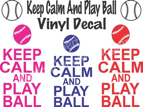 Keep Calm And Play Ball Vinyl Decal With Ball Icon Computer