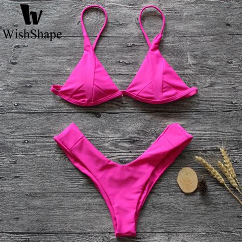 Sexy Brazilian Thong Bikinis Push Up Swimwear 2018 Women Pink High Cut Bikini Set Low Waist