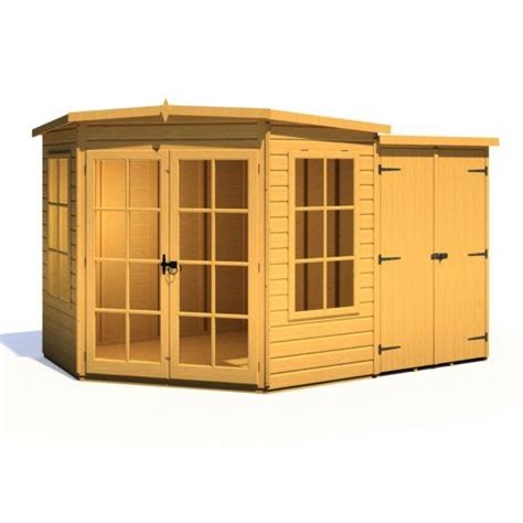 Shire Hampton Corner Summerhouse With Side Shed 7 Ft X 11 Ft Robert Dyas