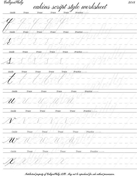 Beginner Level 1 Copperplate Calligraphy Alphabet Worksheet With