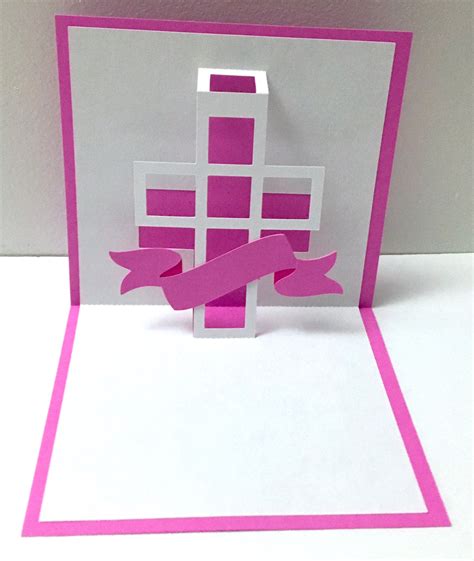 Pop Up Easter Cross Card Believe Papercut 3d Pink Etsy Uk