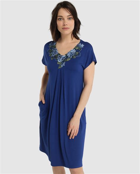 Vestido Largo Con Pliegues Azul Liso · Mitjans · Moda · El Corte Inglés