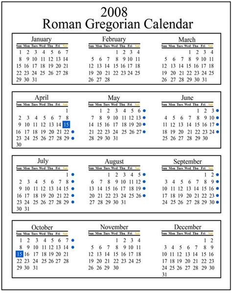 Gregorian Calendar Year Bert Marina