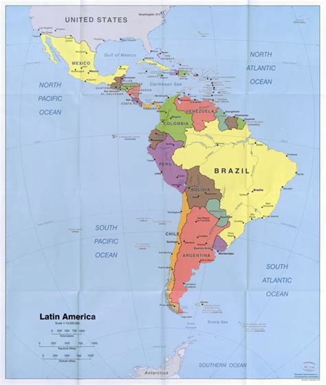 Large Scale Political Map Of Latin America With Capitals And Major