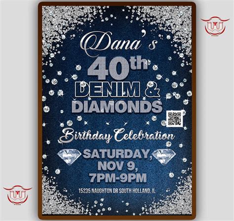 Denim And Diamonds Birthday Invitation Denim And Diamonds Party Etsy