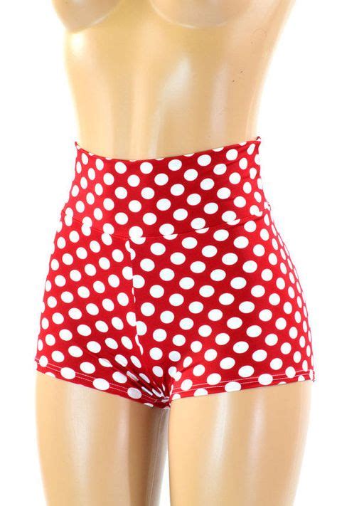 Red And White Polka Dot Pinup Minnie High Waist Festival Shorts Made To
