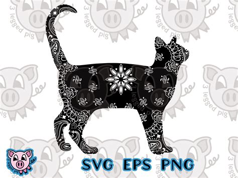 Cat Silhouette Bandana SVG DIY T Shirt Stickers Mugs Cut File For