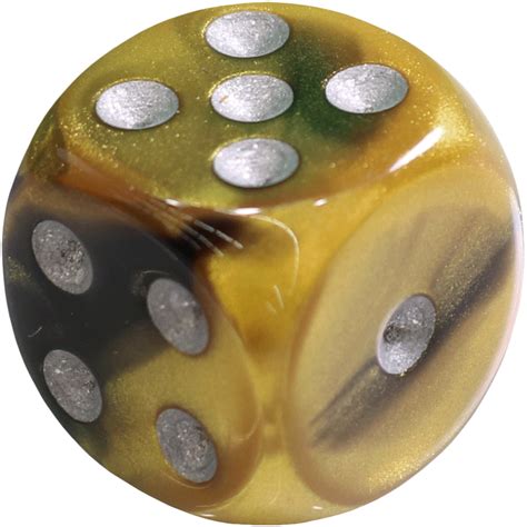 16mm Round Corner Deluxe Dice - Black & Gold With Silver Dots