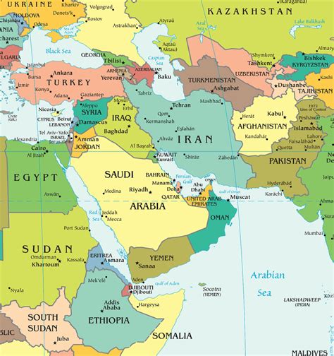 Carte Politique Du Proche Orient Et Du Moyen Orient