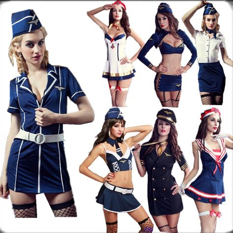 sexy air stewardess hostess navy costumes sailor uniform dress suit best crossdress and tgirl store