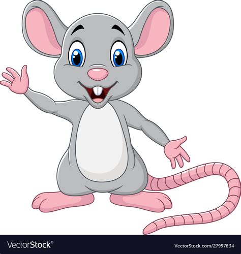 Cute Mouse Cartoon Waving Hand Royalty Free Vector Image