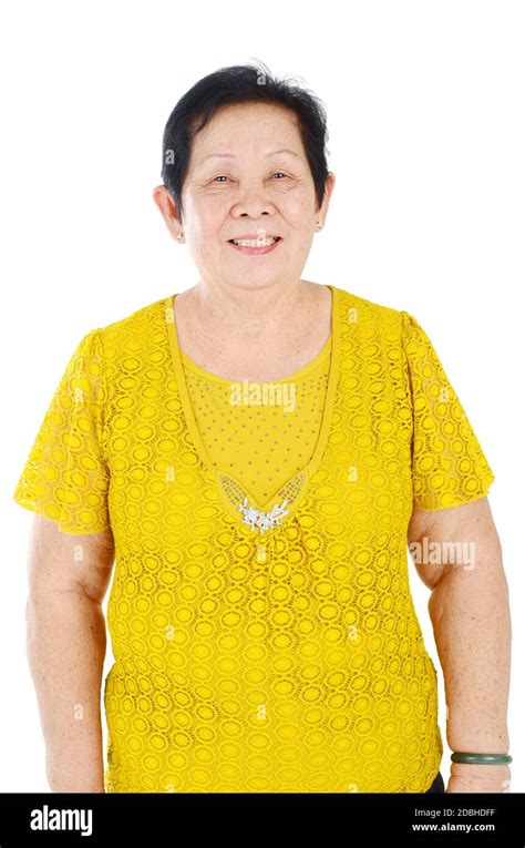Full Body Shot Of Asian Senior Woman Mothers Day Concept Stock Photo