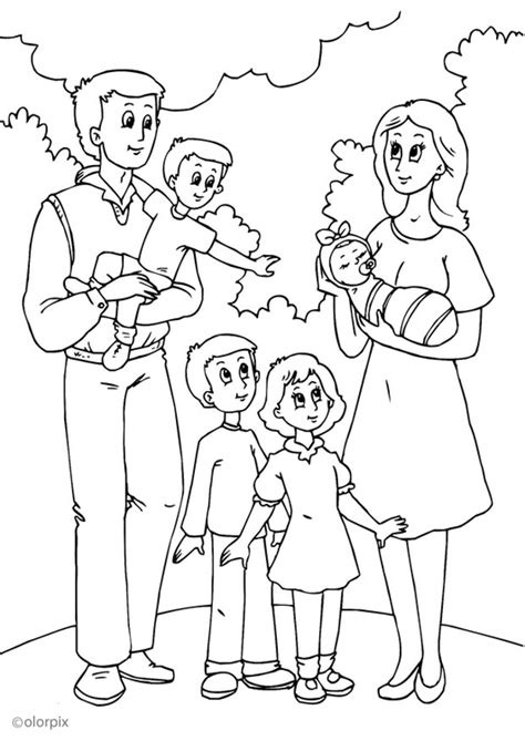 Dibujo Para Colorear 5 Nueva Familia Con El Padre Dibujos Para