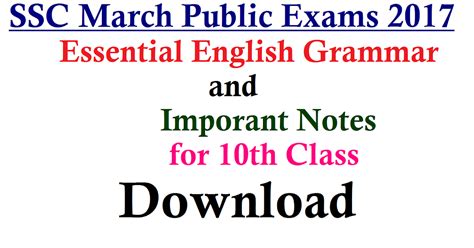 10th Class English Grammar Important Notes Download ~ Ap Dsc Tet Cum