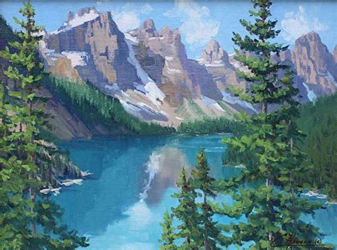 Moraine Lake Canada By Coraly Hanson Oil ~ 12 X 16 Nature Paintings