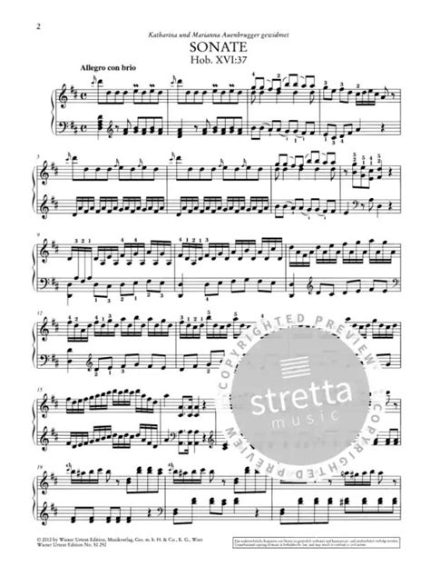 Piano Sonata D Major Hob Xvi37 From Joseph Haydn Buy Now In The