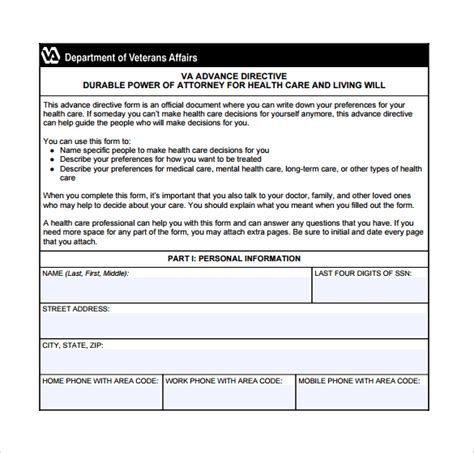 12 Advance Medical Directive Form Templates To Download Sample Templates