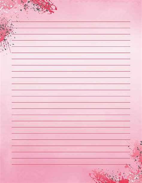 Free Printable Pink Paint Splatter Stationery In  And Pdf Formats