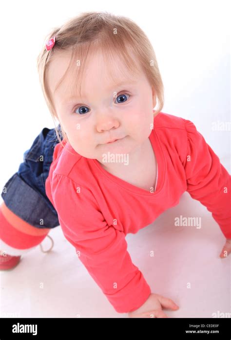 6 Month Old Baby Crawling Stock Photo Alamy
