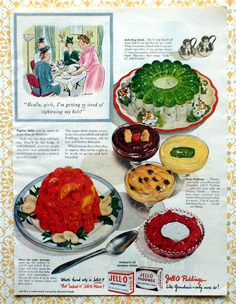 Jello For The Ladies Club Vintage Ad 1945 Retro Recipes Food Ads Jello