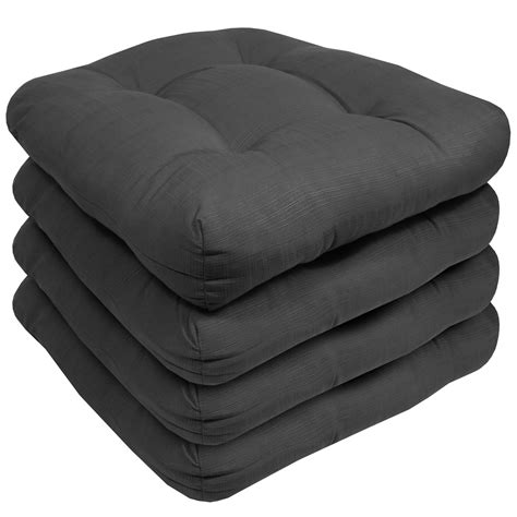 Indoor Outdoor Reversible Patio Seat Cushion Pad 4 Pack Charcoal 19