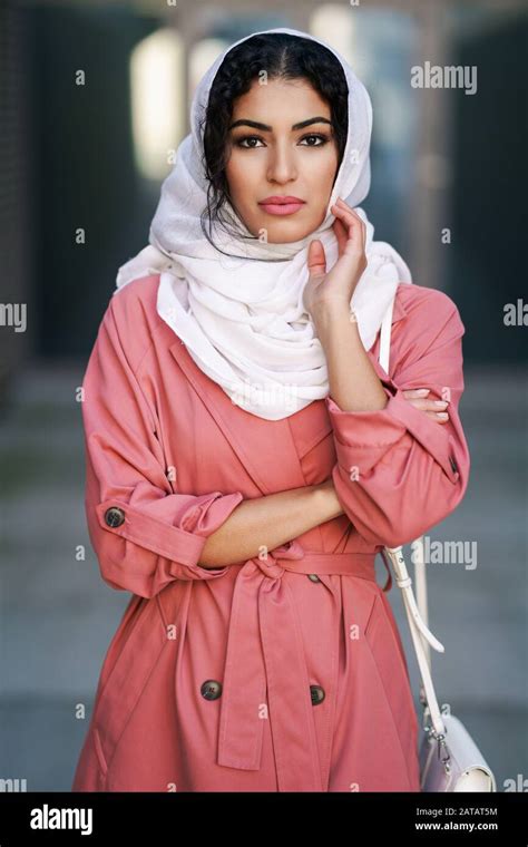 Young Muslim Tourist Woman Wearing Hijab Urban City Background Hi Res