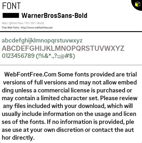 Warner Bros Sans Bold Fonts Downloads WebFontFree Com