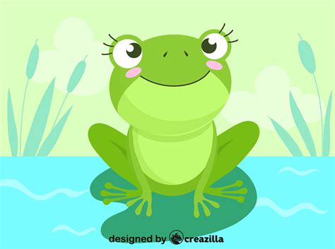 Frog On A Water Lily Leaf Vector Free Download Creazilla