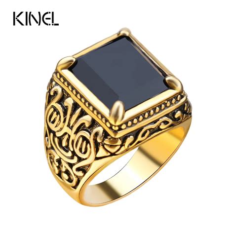 buy retro black ring classic medieval style punk gilded men s rings free