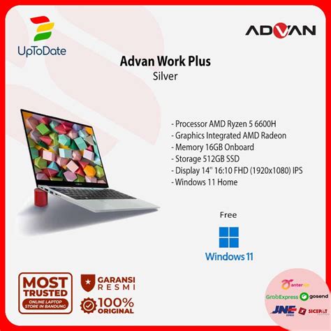 Jual Laptop Advan Workplus Amd Ryzen 5 6600h 16gb 512gb 14 Fhd W11