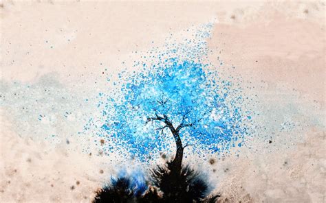 Online Crop Blue Leafed Tree Painting Artwork Trees Digital Art