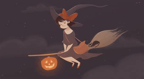 Cute Witch Halloween Wallpaper Wallpapersafari