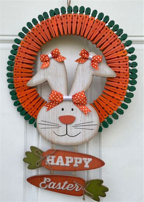 Clothespin Carrot Wreath Easter Craft Decorations Easter Crafts