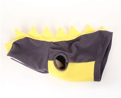 Dog Costume Dinosaur Spikes Grey And Yellow Fleece Dog Hoodie Etsy