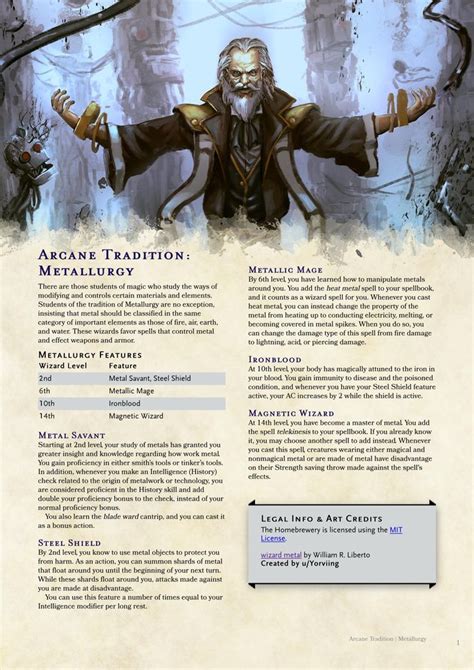 Arcane Tradition Metallurgy A Wizard Who Wields The Power Of Metal And One Dungeons And
