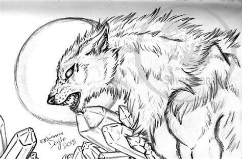 Crystal Werewolf Sketch By Thesilverhyena On Deviantart