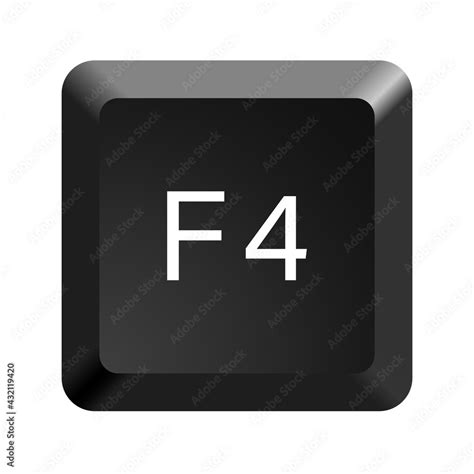 Key With With F4 Symbol Black Computer Keyboard Button Icon Vector
