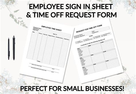 Editable Employee Time Sheet And Pto Request Form Monitor And Etsy