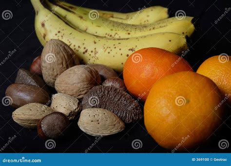 Banana Oranges And Mixed Nuts Stock Photo Image Of Walmut Hazelnut
