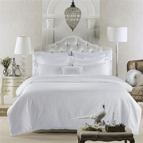 5 Stars 80s 400tc 100 Cotton Luxury Sateen Fabric Pure White Hotel Bed Linen 240220cm King