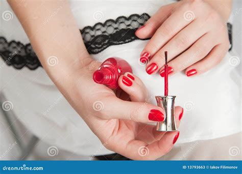 woman applying red nail polish stock image image of cosmetic beauty 13793663