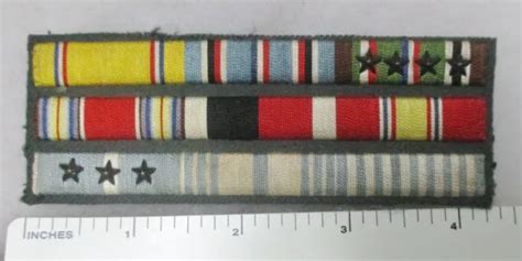 Original Vintage Us Ww2 Korean War Ribbon Bar Eto 4 Stars Embroidered