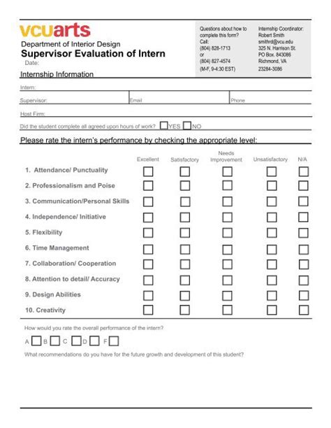 Supervisor Evaluation Forms Printable