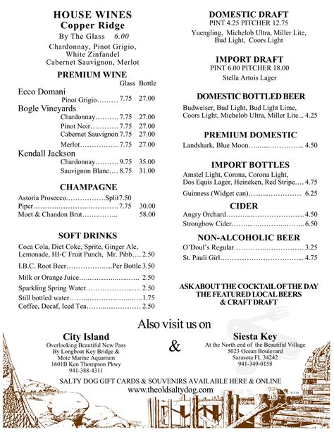 The Old Salty Dog Siesta Key menus in Sarasota, Florida, United States