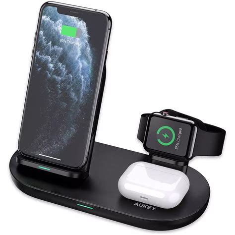 Aukey 3 In 1 Wireless Charger For Iphone Airpods Pro And Apple Watch