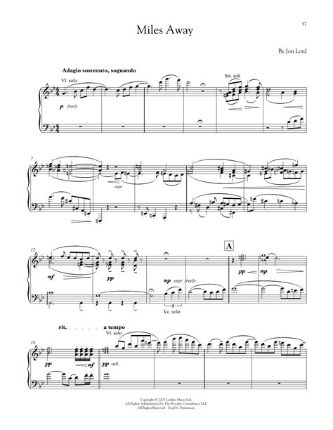 Miles Away Sheet Music Jon Lord Piano Solo