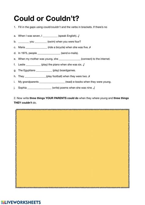 Could Or Couldn T Worksheet English Grammar Worksheets Reading