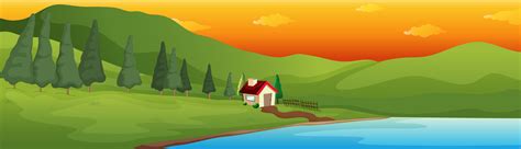 A Lake House In The Big Valley 445310 Vector Art At Vecteezy