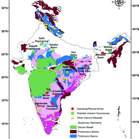Geological Map Of India Showing Potential Uranium Belts And Other