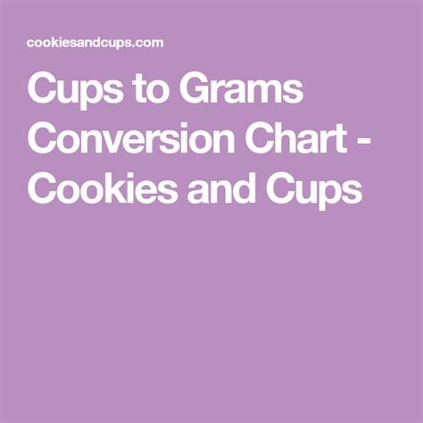 At just $8.95 (at the time of writing), it's the cheapest set of gram scales on this list. Cups to Grams Conversion Chart - Cookies and Cups | Gram ...